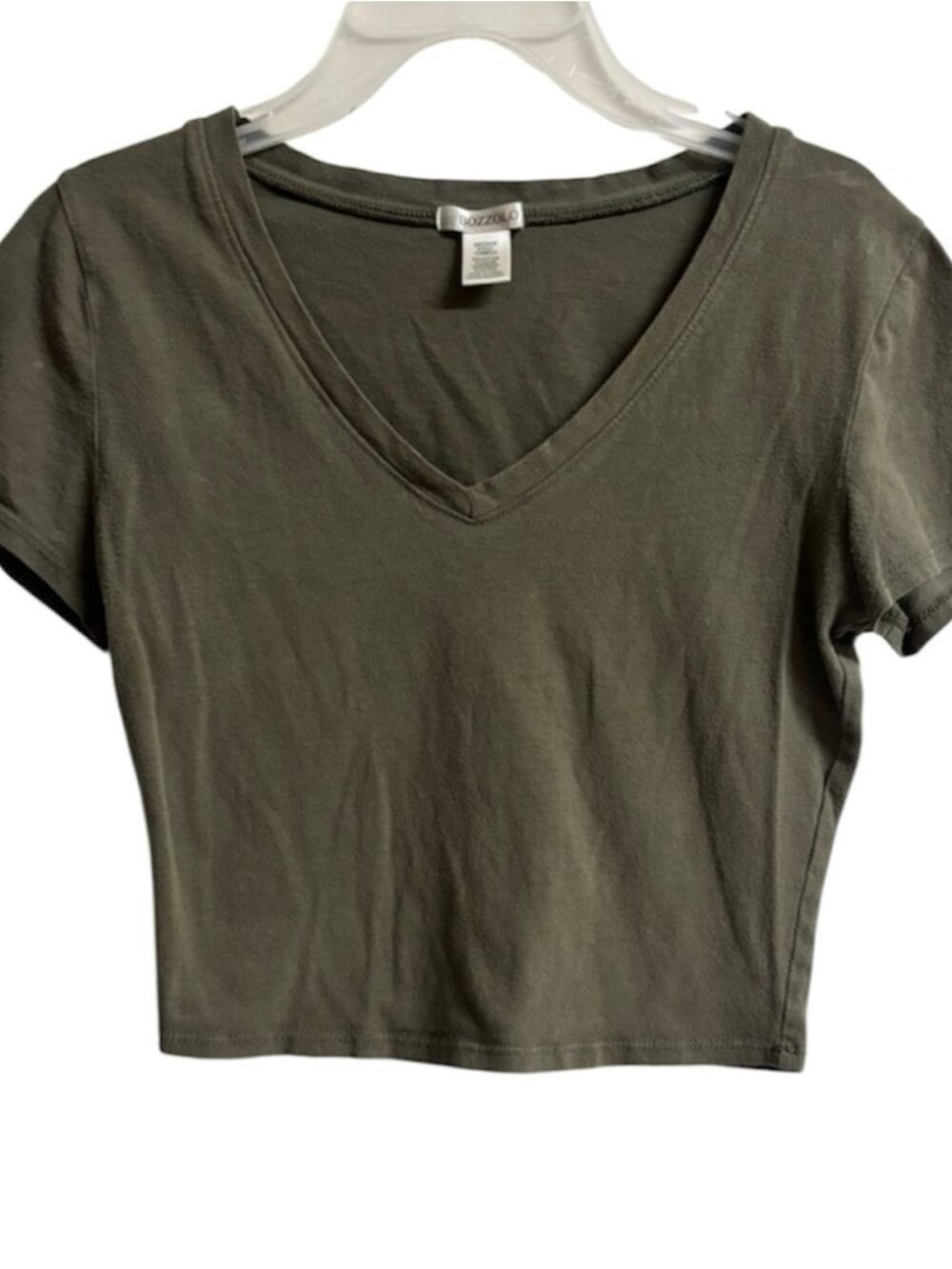 Dark Olive V-Neck‎ Crop Top